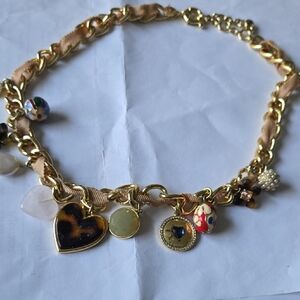 Gold Charm Necklace with Multicolor AccentsTalbots Nwot
